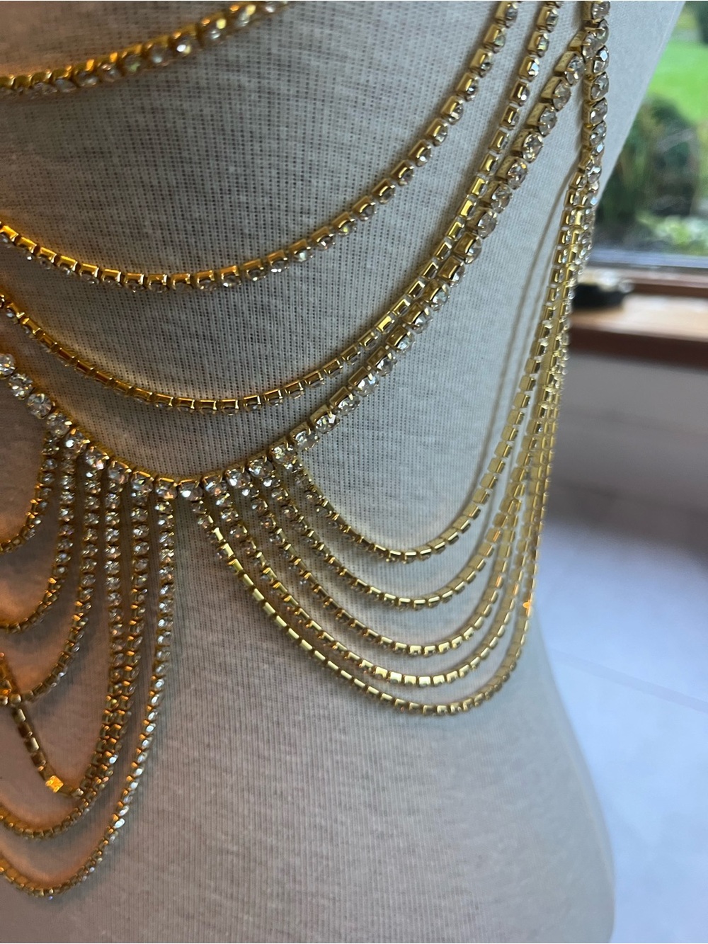 Gold Rhinestone Body Chain Harness - Picture 7 of 7
